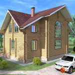 Проект бревенчатого дома 160 кв.м (вид с угла)